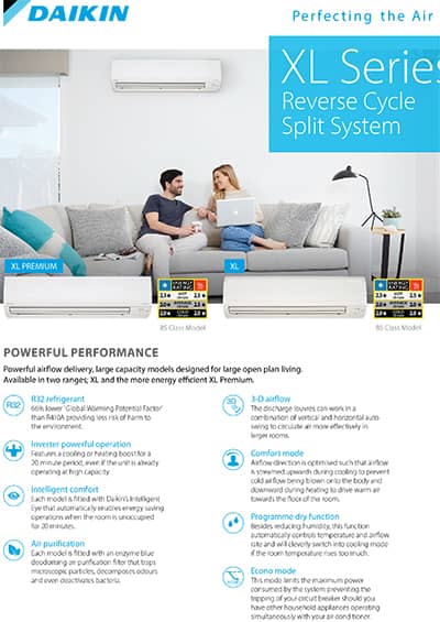 daikin xl series reverse split system brochure